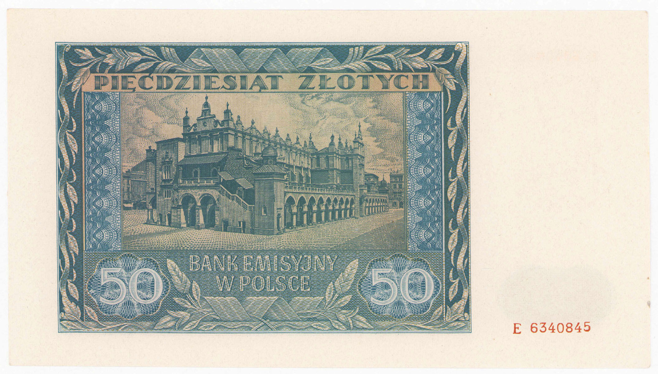 50 złotych 1941 - seria E – PIĘKNY